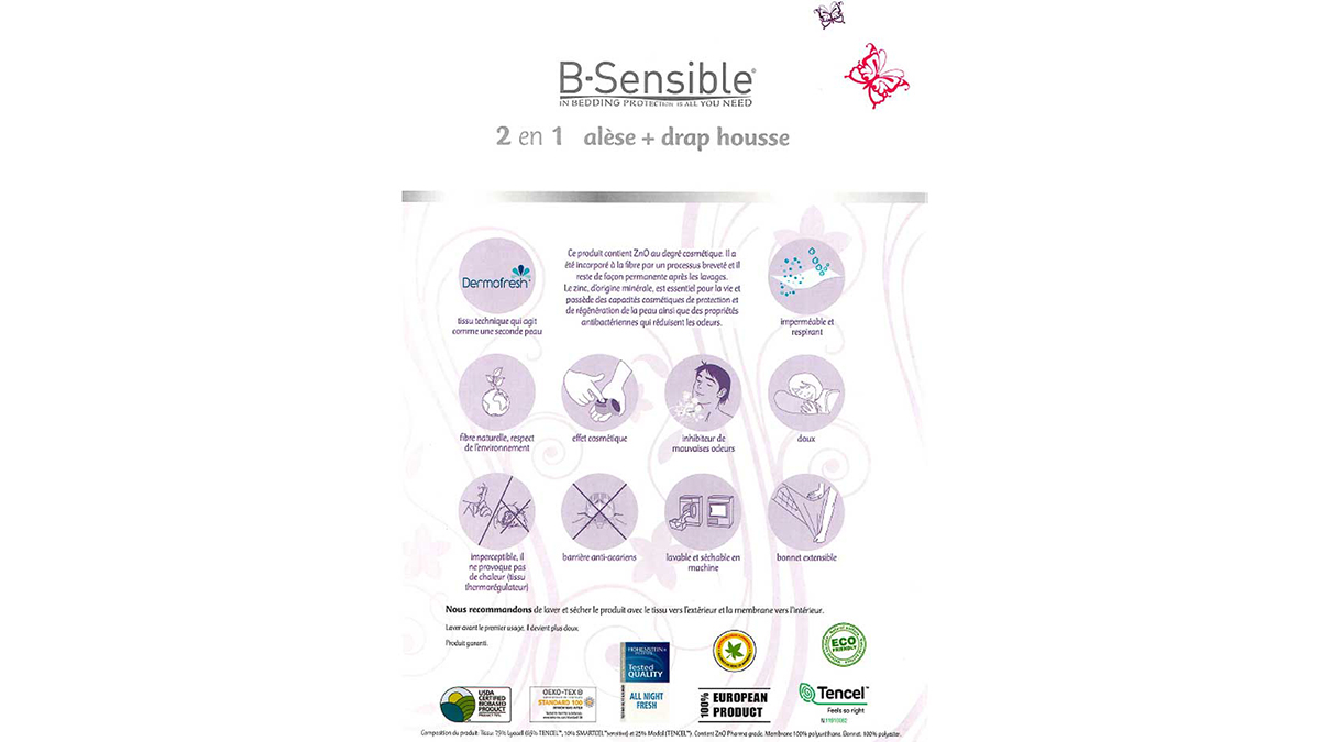 Alèse B-Sensible rose 70x140 Impermeable & Anti-acariens B-SENSIBLE